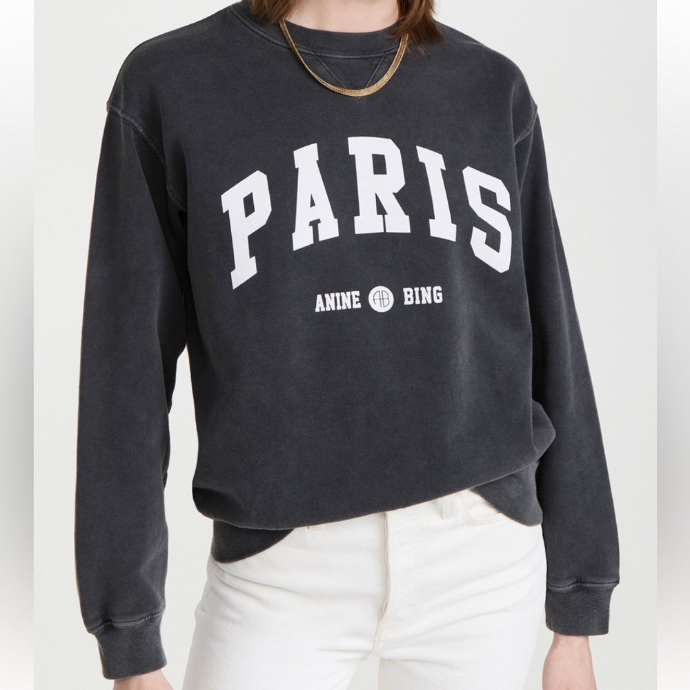 anine bing paris ramona sweatshirt, black/gray size M